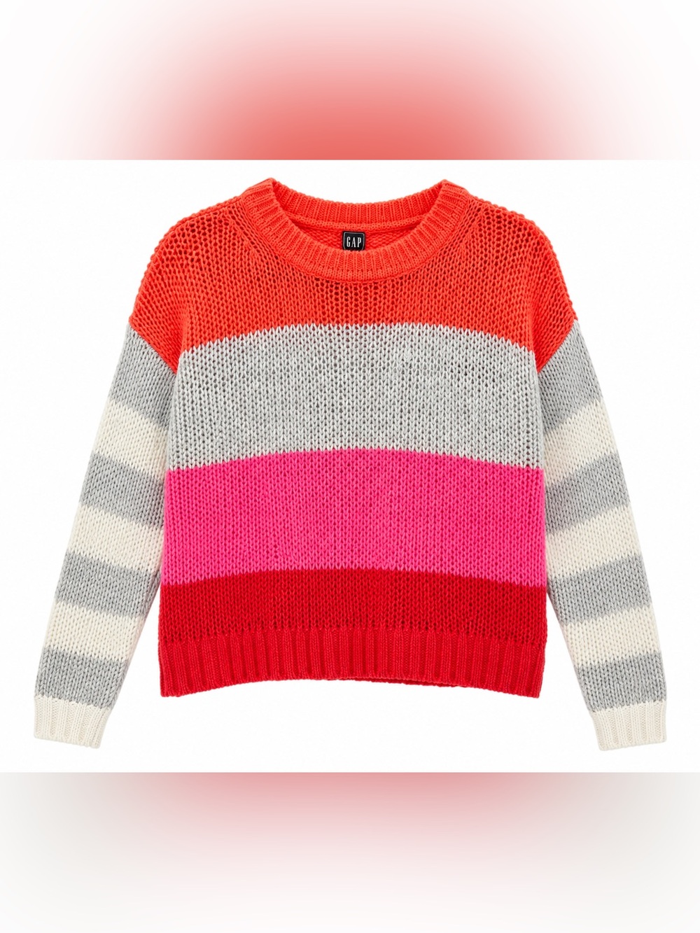 GAP Women’s Medium Wool Alpaca Blend Colorblock Open Knit Sweater
